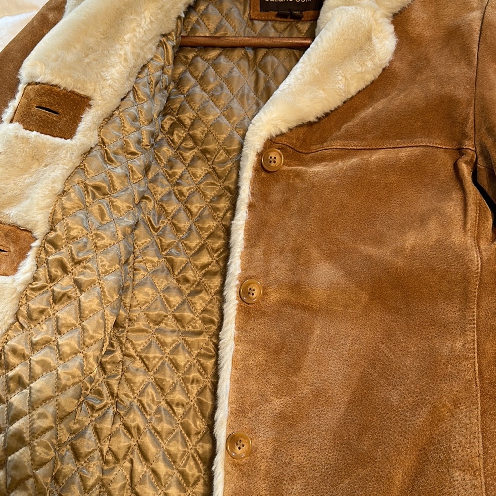 Like new Suede coat with soft faux fur accents - Picture 13 of 14
